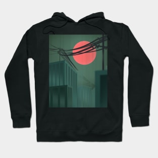 Сity with red sun Hoodie